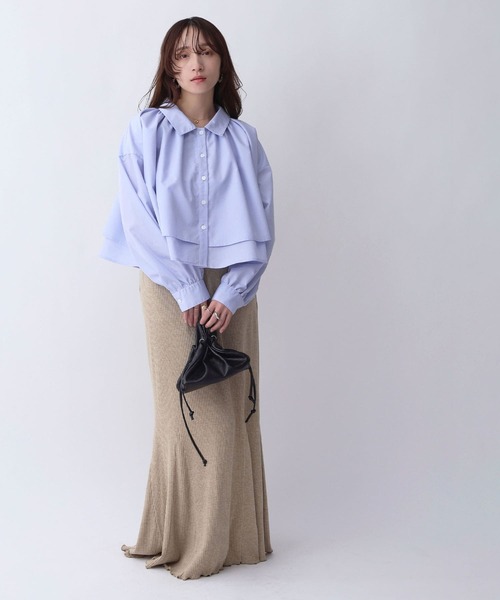 NOAHL（ノアル）の「【NOAHL】レイヤード風襟付きボリュームシャツ（シャツ/ブラウス・レディース・ホワイト/ブルー/ブラック・FREE）」の16枚目の写真