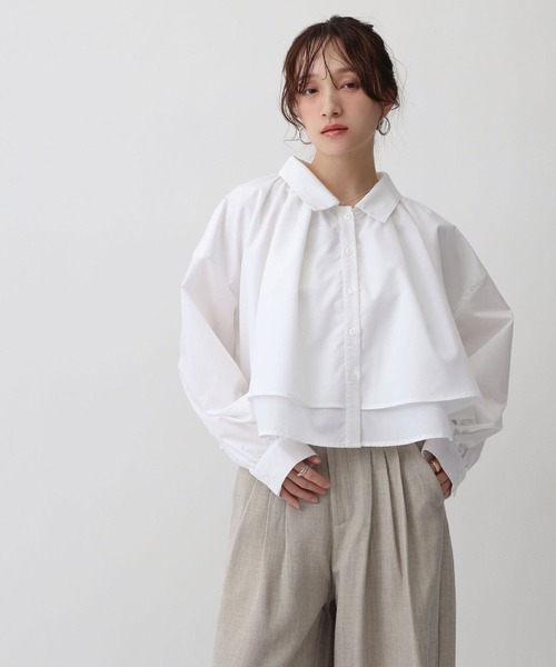 NOAHL（ノアル）の「【NOAHL】レイヤード風襟付きボリュームシャツ（シャツ/ブラウス・レディース・ホワイト/ブルー/ブラック・FREE）」の5枚目の写真