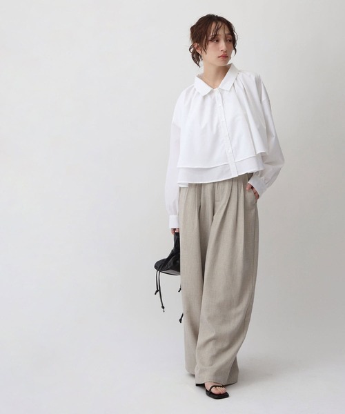 NOAHL（ノアル）の「【NOAHL】レイヤード風襟付きボリュームシャツ（シャツ/ブラウス・レディース・ホワイト/ブルー/ブラック・FREE）」の7枚目の写真