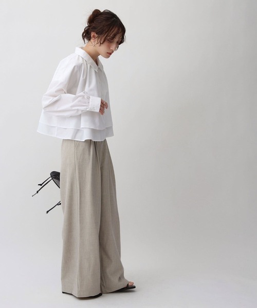 NOAHL（ノアル）の「【NOAHL】レイヤード風襟付きボリュームシャツ（シャツ/ブラウス・レディース・ホワイト/ブルー/ブラック・FREE）」の8枚目の写真