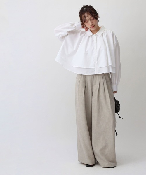 NOAHL（ノアル）の「【NOAHL】レイヤード風襟付きボリュームシャツ（シャツ/ブラウス・レディース・ホワイト/ブルー/ブラック・FREE）」の11枚目の写真