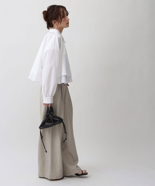 NOAHL（ノアル）の「【NOAHL】レイヤード風襟付きボリュームシャツ（シャツ/ブラウス・レディース・ホワイト/ブルー/ブラック・FREE）」の12枚目の写真