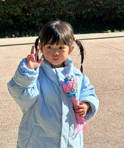 MUSINSA STANDARD KIDS（ムシンサスタンダードキッズ）の「デイリープファーショートパディングジャケット [スカイブルー]（ブルゾン・レディース・その他・160/150/140/130/120/110/100）」の12枚目の写真