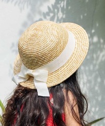 10mois（ディモワ）の「【10mois(ディモワ)】リボンむぎわら帽子 頭回り約44-48・48-52cm（ハット）」