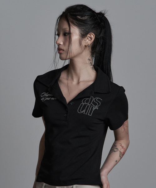 as you are(アズユーアー)の「ベーシックホットフィックスカラーTシャツブラック(Tシャツ/カットソー・レディース・その他・MEDIUM/SMALL)」の1枚目の写真