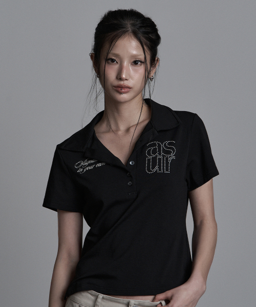 as you are(アズユーアー)の「ベーシックホットフィックスカラーTシャツブラック(Tシャツ/カットソー・レディース・その他・MEDIUM/SMALL)」の2枚目の写真