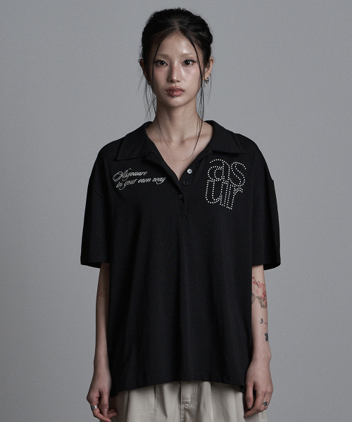 as you are(アズユーアー)の「ベーシックホットフィックスカラーTシャツブラック(Tシャツ/カットソー・レディース・その他・MEDIUM/SMALL)」の3枚目の写真