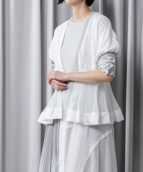 MARECHAL TERRE(マルシャルテル)の「裾プリーツニットカーディガン(カーディガン/ボレロ・レディース・ブラック/ライトグレー/オフホワイト/ラベンダー・MEDIUM)」の18枚目の写真