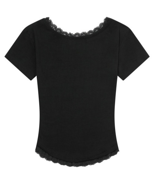 MUCENT(ムセント)の「A'GEM/9 × .kom 『MUCENT/ムセント』 SUNNIOR LACE V-NECK HALF T/サニアレースVネック Tシャツ(Tシャツ/カットソー・レディース・アイボリー/ブラック・FREE)」の11枚目の写真