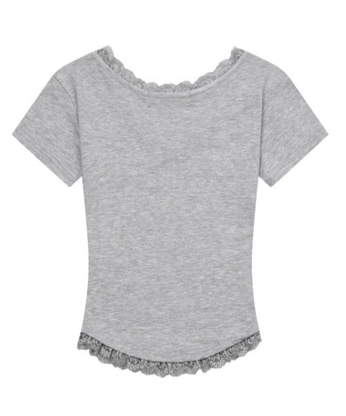 MUCENT(ムセント)の「A'GEM/9 × .kom 『MUCENT/ムセント』 SUNNIOR LACE V-NECK HALF T/サニアレースVネック Tシャツ(Tシャツ/カットソー・レディース・アイボリー/ブラック・FREE)」の19枚目の写真