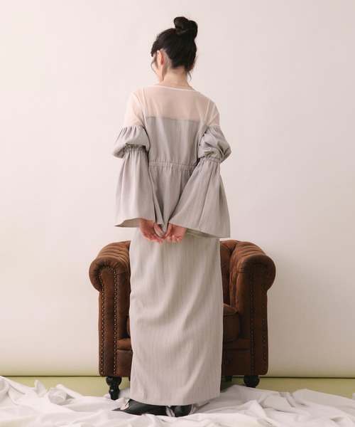 loin nuit（ロワンニュイ）の「slit narrow skirt / スリットナロースカート（スカート・レディース・ブラック/グレー・FREE）」の3枚目の写真