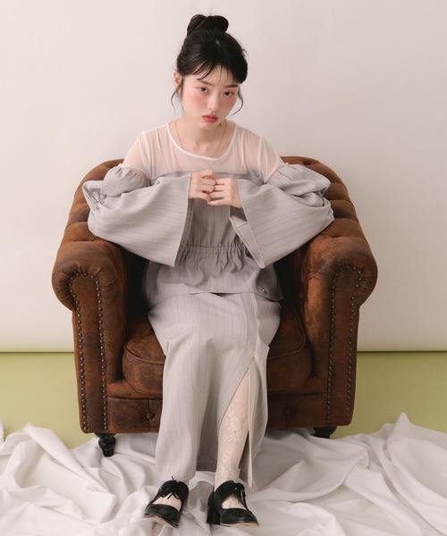 loin nuit（ロワンニュイ）の「slit narrow skirt / スリットナロースカート（スカート・レディース・ブラック/グレー・FREE）」の4枚目の写真