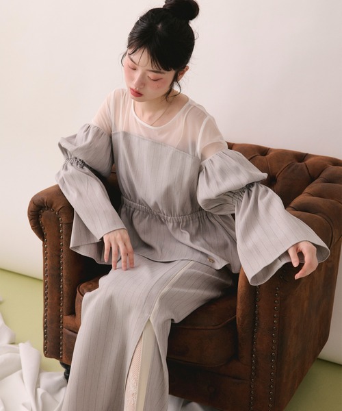 loin nuit（ロワンニュイ）の「slit narrow skirt / スリットナロースカート（スカート・レディース・ブラック/グレー・FREE）」の5枚目の写真