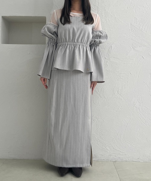 loin nuit（ロワンニュイ）の「slit narrow skirt / スリットナロースカート（スカート・レディース・ブラック/グレー・FREE）」の14枚目の写真