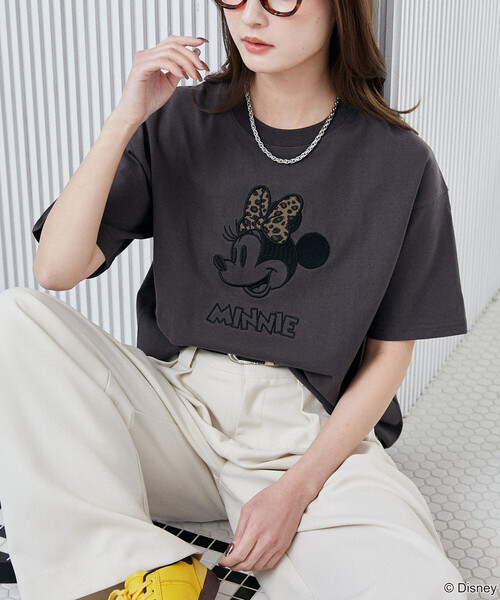 PUBLUX(パブリュクス)の「PUBLUX/パブリュクス Minnie Mouse/ミニーマウス/ レオパード柄 ドッキング Tシャツ 限定展開(Tシャツ/カットソー・レディース・ライトグレー/イエロー/チャコールグレー・フリ-)」の8枚目の写真