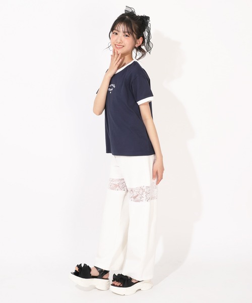 PINKHUNT(ピンクハント)の「PINKHUNT リンガーTシャツ 1513K(Tシャツ/カットソー・キッズ・ベビーピンク/ホワイト/ネイビー・120cm/130cm/140cm/150cm/160cm)」の9枚目の写真