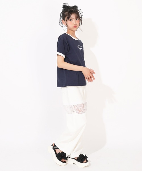 PINKHUNT(ピンクハント)の「PINKHUNT リンガーTシャツ 1513K(Tシャツ/カットソー・キッズ・ベビーピンク/ホワイト/ネイビー・120cm/130cm/140cm/150cm/160cm)」の10枚目の写真