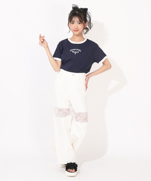 PINKHUNT(ピンクハント)の「PINKHUNT リンガーTシャツ 1513K(Tシャツ/カットソー・キッズ・ベビーピンク/ホワイト/ネイビー・120cm/130cm/140cm/150cm/160cm)」の11枚目の写真