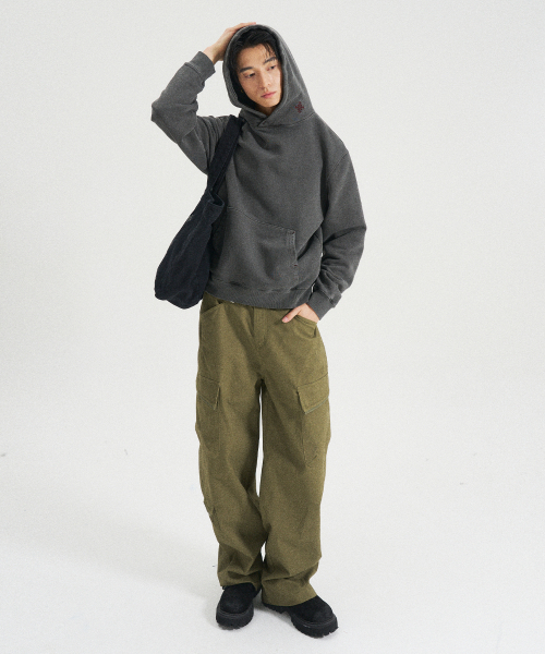 SLOWACID（スローアシッド）の「ネックロゴガーメントダイフードパーカー[チャコール]（パーカー・レディース・その他・SMALL/MEDIUM/LARGE/X-LARGE）」の4枚目の写真