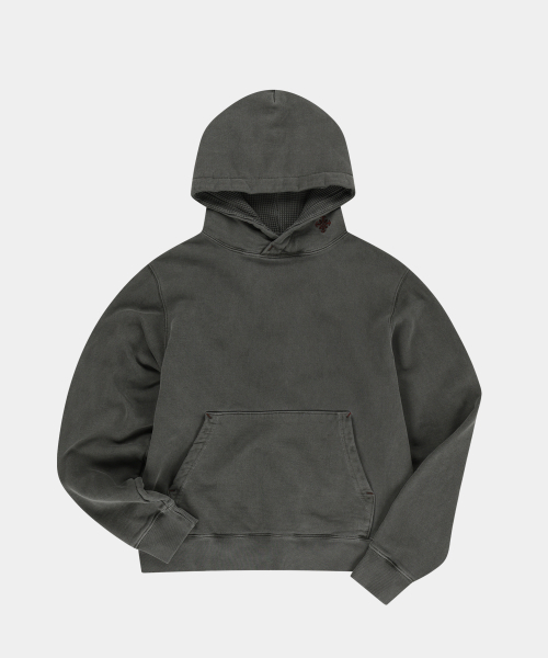 SLOWACID（スローアシッド）の「ネックロゴガーメントダイフードパーカー[チャコール]（パーカー・レディース・その他・SMALL/MEDIUM/LARGE/X-LARGE）」の5枚目の写真