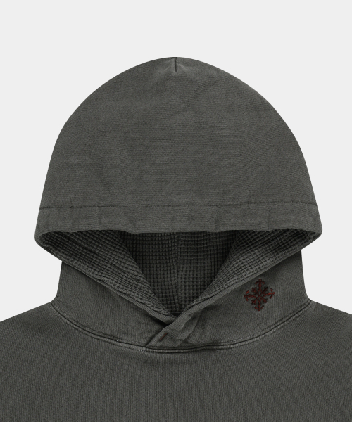SLOWACID（スローアシッド）の「ネックロゴガーメントダイフードパーカー[チャコール]（パーカー・レディース・その他・SMALL/MEDIUM/LARGE/X-LARGE）」の6枚目の写真