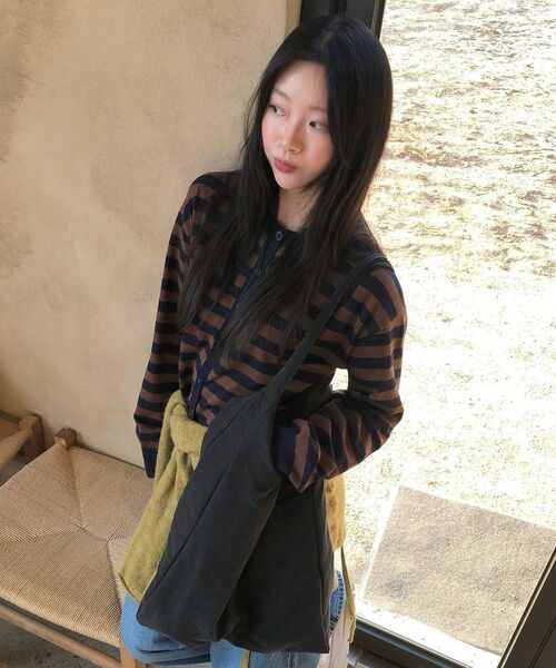 AMESWORLDWIDE(アメスワールドワイド)の「STRIPE ROUND NECK CARDIGAN BROWN(カーディガン/ボレロ・レディース・その他・FREE)」の10枚目の写真