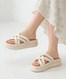 厚底サンダル クロスサンダル 美脚 夏