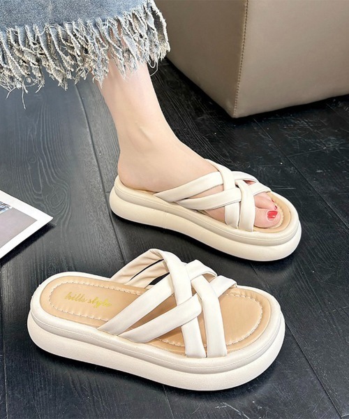 Miniministore(ミニミニストア)の「厚底サンダル クロスサンダル 美脚 夏(サンダル・レディース・アイボリー/ブラック・25.0cm/24.0cm/23.0cm/24.5cm/22.5cm/23.5cm)」の11枚目の写真