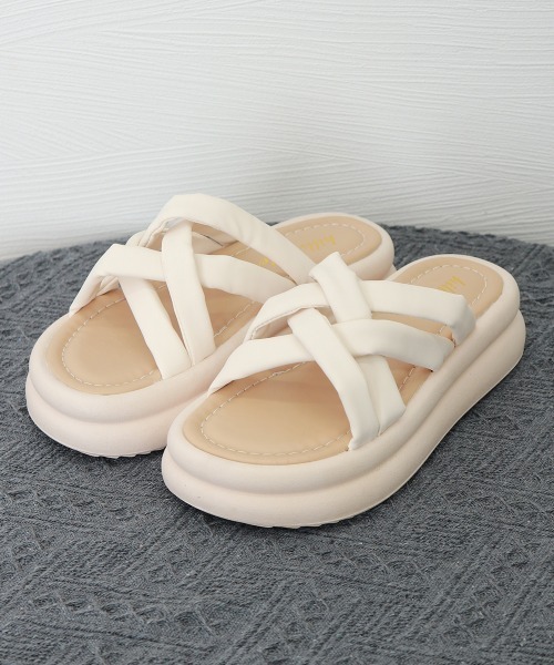 Miniministore(ミニミニストア)の「厚底サンダル クロスサンダル 美脚 夏(サンダル・レディース・アイボリー/ブラック・25.0cm/24.0cm/23.0cm/24.5cm/22.5cm/23.5cm)」の6枚目の写真