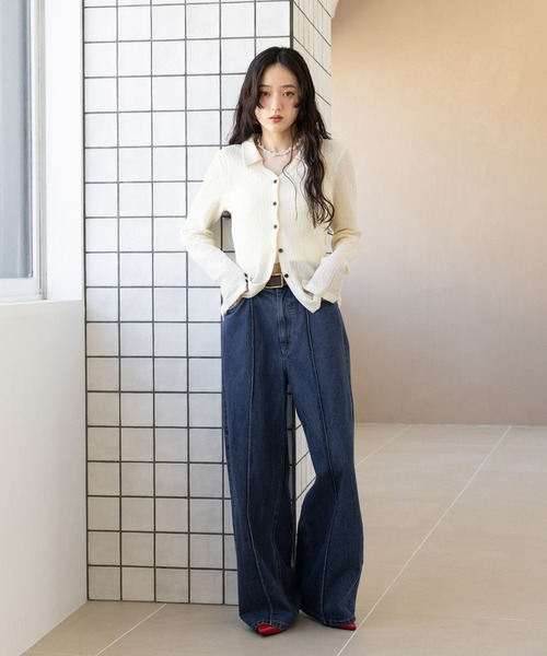 RAGEBLUE（レイジブルー）の「ジャガードコンパクトポロカーディガン（カーディガン/ボレロ・レディース・ブラック/ライトブルー/ホワイト・FREE）」の4枚目の写真