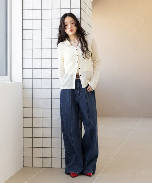 RAGEBLUE（レイジブルー）の「ジャガードコンパクトポロカーディガン（カーディガン/ボレロ・レディース・ブラック/ライトブルー/ホワイト・FREE）」の5枚目の写真