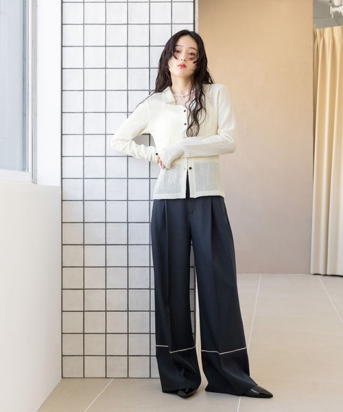 RAGEBLUE（レイジブルー）の「ジャガードコンパクトポロカーディガン（カーディガン/ボレロ・レディース・ブラック/ライトブルー/ホワイト・FREE）」の10枚目の写真