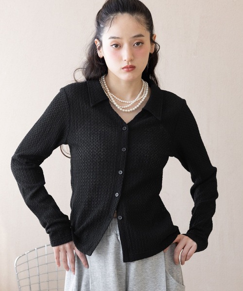 RAGEBLUE（レイジブルー）の「ジャガードコンパクトポロカーディガン（カーディガン/ボレロ・レディース・ブラック/ライトブルー/ホワイト・FREE）」の16枚目の写真