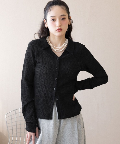 RAGEBLUE（レイジブルー）の「ジャガードコンパクトポロカーディガン（カーディガン/ボレロ・レディース・ブラック/ライトブルー/ホワイト・FREE）」の17枚目の写真