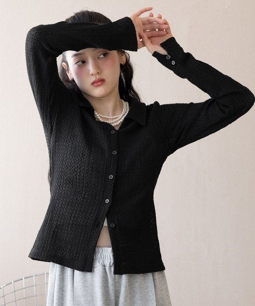 RAGEBLUE（レイジブルー）の「ジャガードコンパクトポロカーディガン（カーディガン/ボレロ・レディース・ブラック/ライトブルー/ホワイト・FREE）」の18枚目の写真