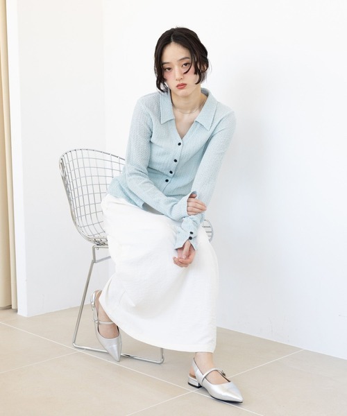 RAGEBLUE（レイジブルー）の「ジャガードコンパクトポロカーディガン（カーディガン/ボレロ・レディース・ブラック/ライトブルー/ホワイト・FREE）」の21枚目の写真