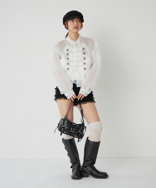 WHO'S WHO gallery(フーズフーギャラリー)の「シアーナポレオンブルゾン(ブルゾン・レディース・グレー/オフホワイト/ブラック・FREE)」の9枚目の写真