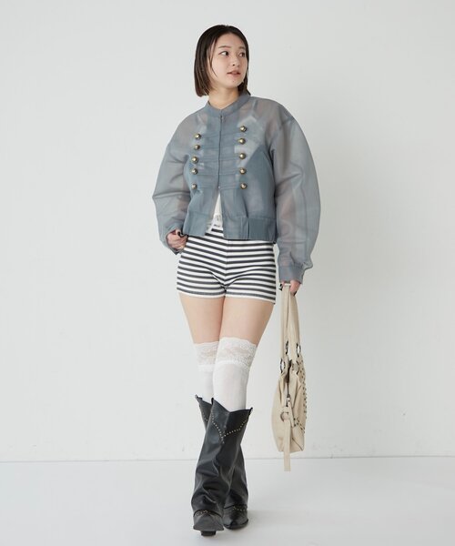 WHO'S WHO gallery(フーズフーギャラリー)の「シアーナポレオンブルゾン(ブルゾン・レディース・グレー/オフホワイト/ブラック・FREE)」の18枚目の写真