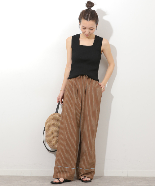 JOURNAL STANDARD relume（ジャーナルスタンダード　レリューム）の「パイピングストライプパンツ（その他パンツ・レディース・ブラウン/ブルー系その他/ネイビー・FREE）」の4枚目の写真