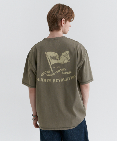 MAGOODGAN(メックウッドガン)の「スウェグバー3590ピグメントレボリューションオーバーサイズカーキ半袖Tシャツ(Tシャツ/カットソー・レディース・その他・SMALL/MEDIUM/LARGE/X-LARGE)」の3枚目の写真