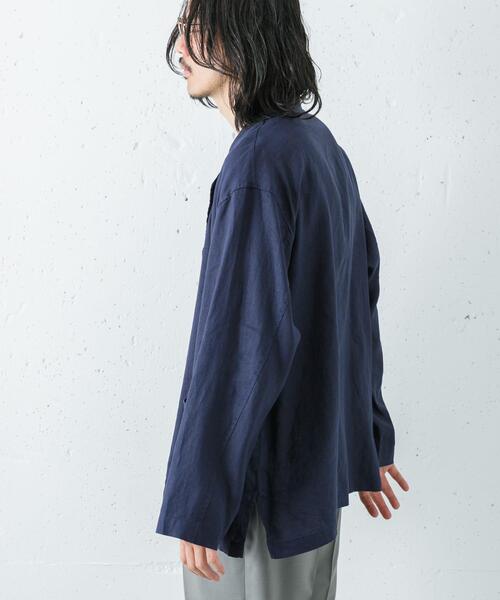 【未使用級✨】アーバンリサーチ シャツ ジャケット トップス ネイビー ロング丈 LINEN SHIRTS JACKET（その他アウター）｜URBAN RESEARCH（アーバン