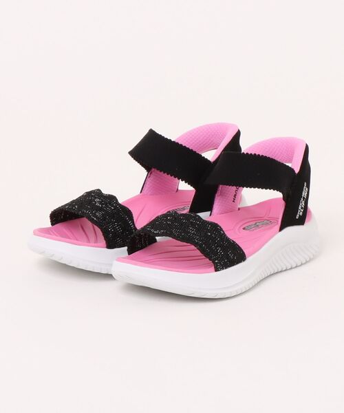 SKECHERS(スケッチャーズ)の「【SKECHERS】スケッチャーズ Slip-ins:Ultra Flex 3.0 - Hermosa Breeze(スリップインズ:ウルトラ フレックス 3.0 - エルモサ ブリーズ)303029L スポーツサンダル(サンダル・キッズ・ブラック×ピンク/ラベンダー・17.0cm/18.0cm/19.0cm/20.0cm/21.0cm/22.0cm/23.0cm)」の1枚目の写真