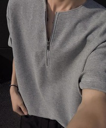 【UNISEX】ハーフジップワッフルルーズプルオーバー