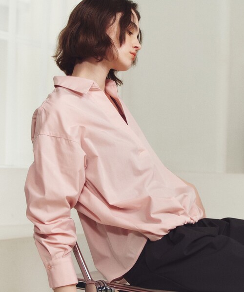 BIANCA(ビアンカ)の「【マルチシーン】ハイカウントブロード スキッパーシャツ(シャツ/ブラウス・レディース・ネイビー/ホワイト/ブルー・38)」の8枚目の写真