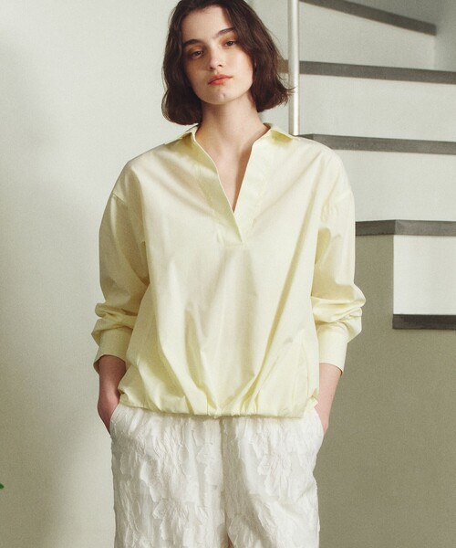 BIANCA(ビアンカ)の「【マルチシーン】ハイカウントブロード スキッパーシャツ(シャツ/ブラウス・レディース・ネイビー/ホワイト/ブルー・38)」の7枚目の写真