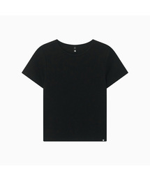 BASIC SLIM RIBBED T-SHIRT, BLACK