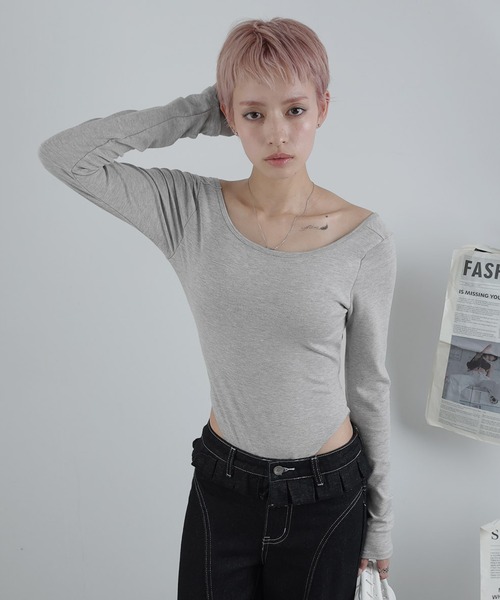 Ulysses(ユリシス)の「バックオープンボディスーツ(Tシャツ/カットソー・レディース・ホワイト/グレー・F)」の15枚目の写真
