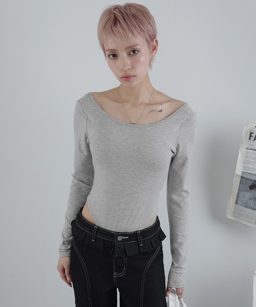 Ulysses(ユリシス)の「バックオープンボディスーツ(Tシャツ/カットソー・レディース・ホワイト/グレー・F)」の16枚目の写真