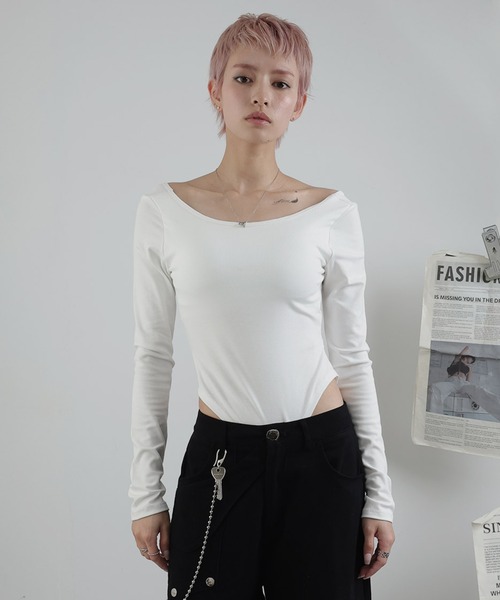 Ulysses(ユリシス)の「バックオープンボディスーツ(Tシャツ/カットソー・レディース・ホワイト/グレー・F)」の22枚目の写真