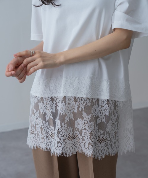 refinedworks(リファインドワークス)の「【refinedworks】レイヤード でも◎ 裾レース 半袖 Tシャツ(Tシャツ/カットソー・レディース・チャコールグレー/ブラック/ホワイト・FREE)」の22枚目の写真